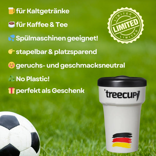 Limited Edition - 2 x treecup Mehrwegbecher 400ml mit DE-Motiv x 2 x schwarze treelid Deckel + 2 x Stopper gratis dazu!