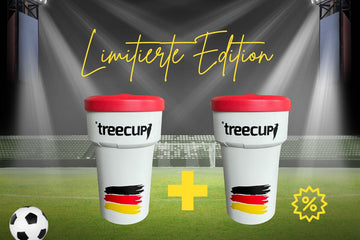 Doppelpack Deutschland Edition - 2 x treecup Mehrwegbecher 400ml inkl. Roter Deckel