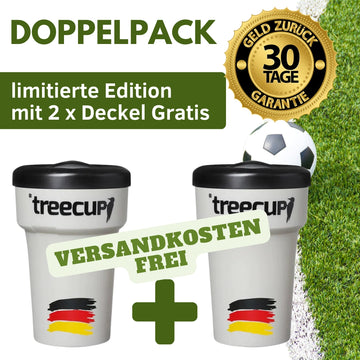 Doppelpack Deutschland Edition - 2 x treecup Mehrwegbecher 400ml inkl. Schwarzer Deckel
