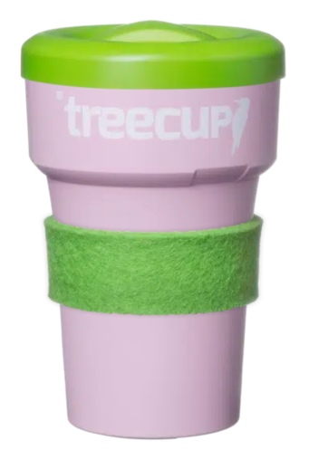 2 x treecup Mehrwegbecher 400 ml + 2 x Deckel + 2 x Manschetten (s. Abbildung)